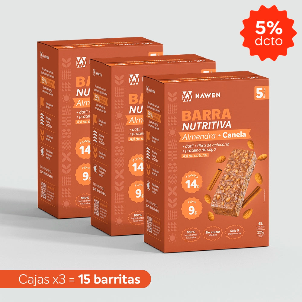 Barra Nutritiva Almendra + Canela, 15 unidades