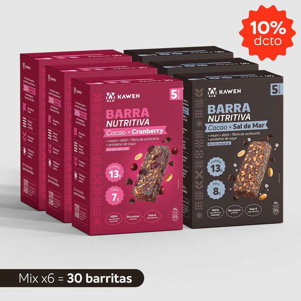 Barra Nutritiva Cacao-Cranberry + Cacao-Sal de Mar, 30 unidades