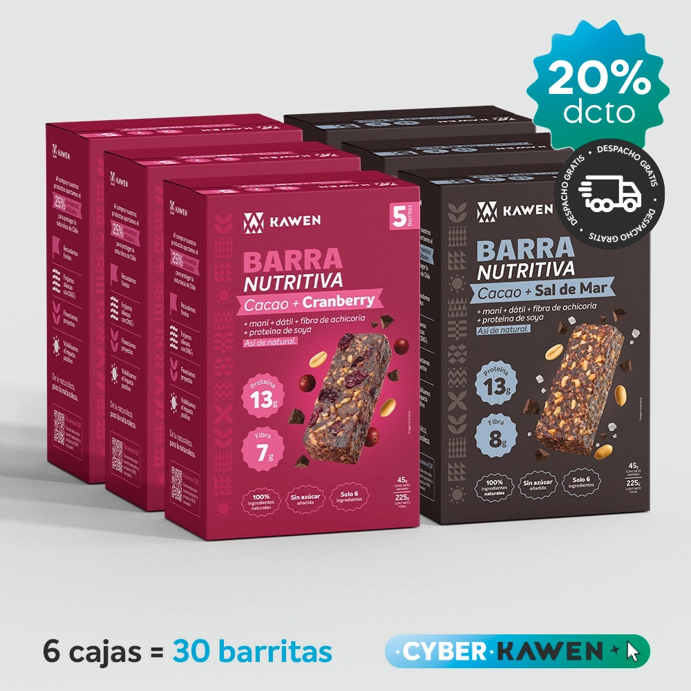 Cacao-Cranberry + Cacao-Sal de Mar, Barra Nutritiva - 30 unidades