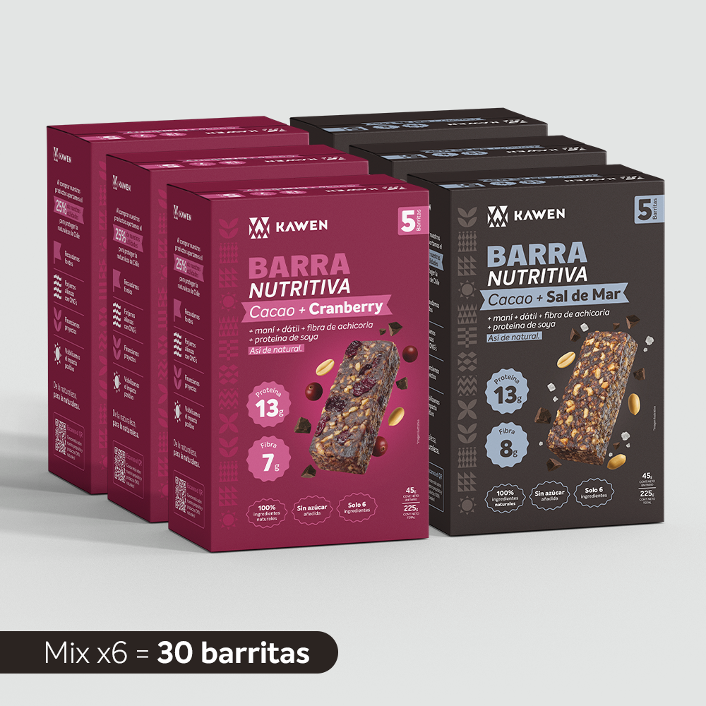 Barra Nutritiva Cacao-Cranberry + Cacao-Sal de Mar, 30 unidades