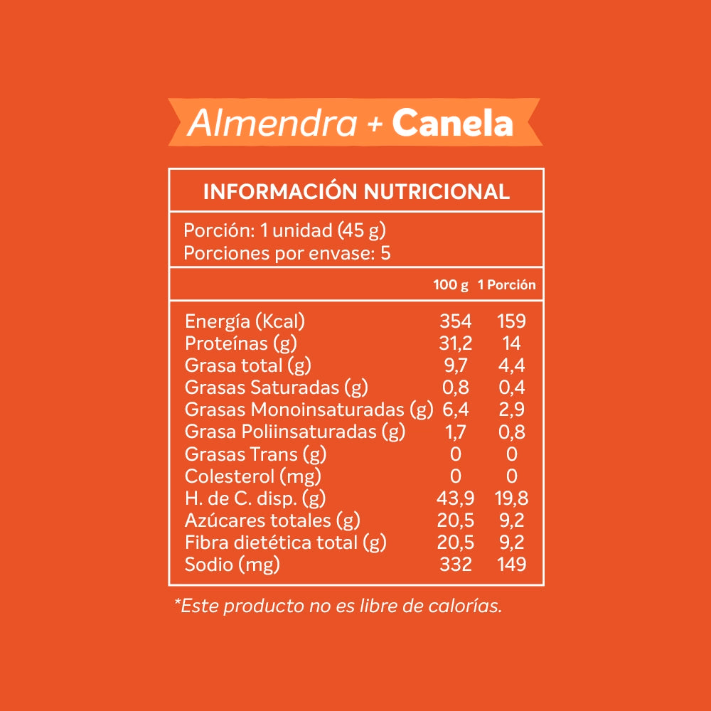 Barra Nutritiva Almendra + Canela, 15 unidades