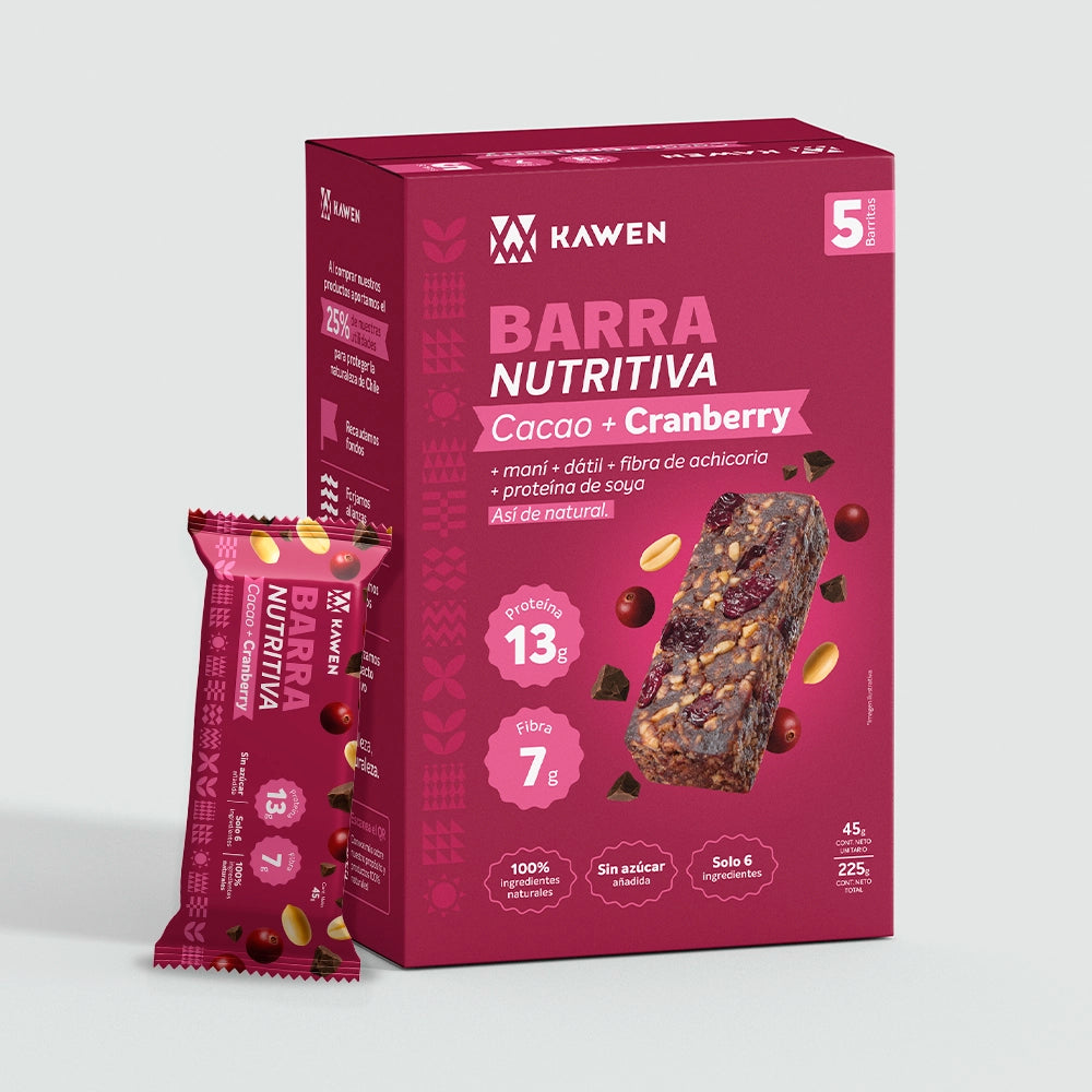 Barra Nutritiva Cacao + Cranberry 5 Unidades