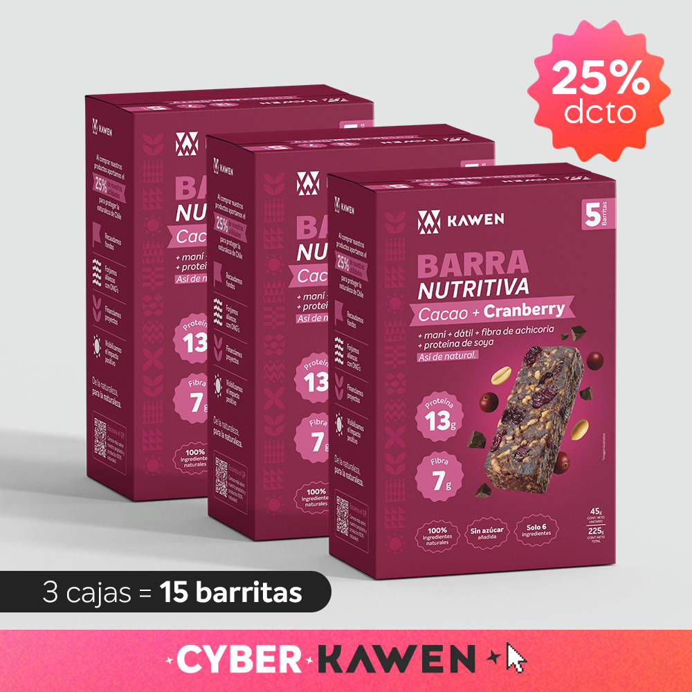 Barra Nutritiva Cacao + Cranberry, 15 unidades