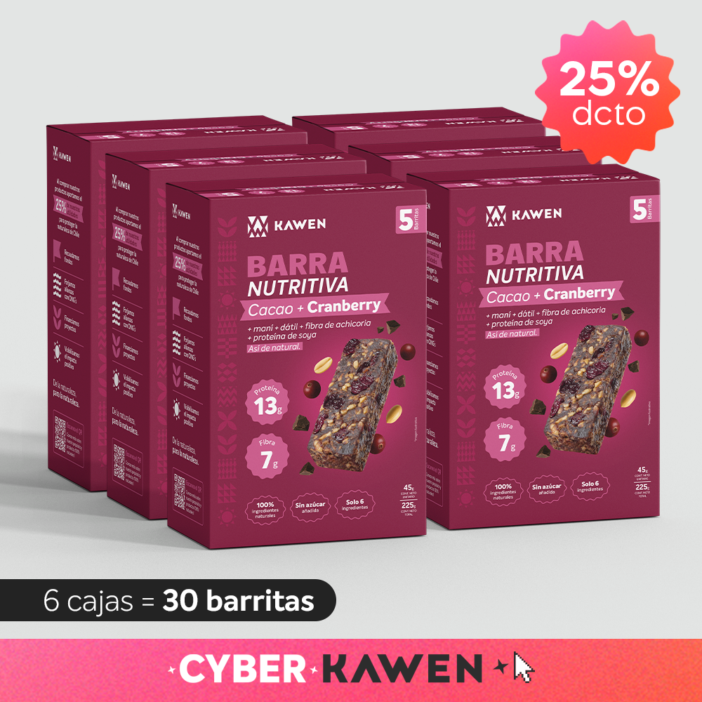 Barra Nutritiva Cacao + Cranberry, 30 unidades