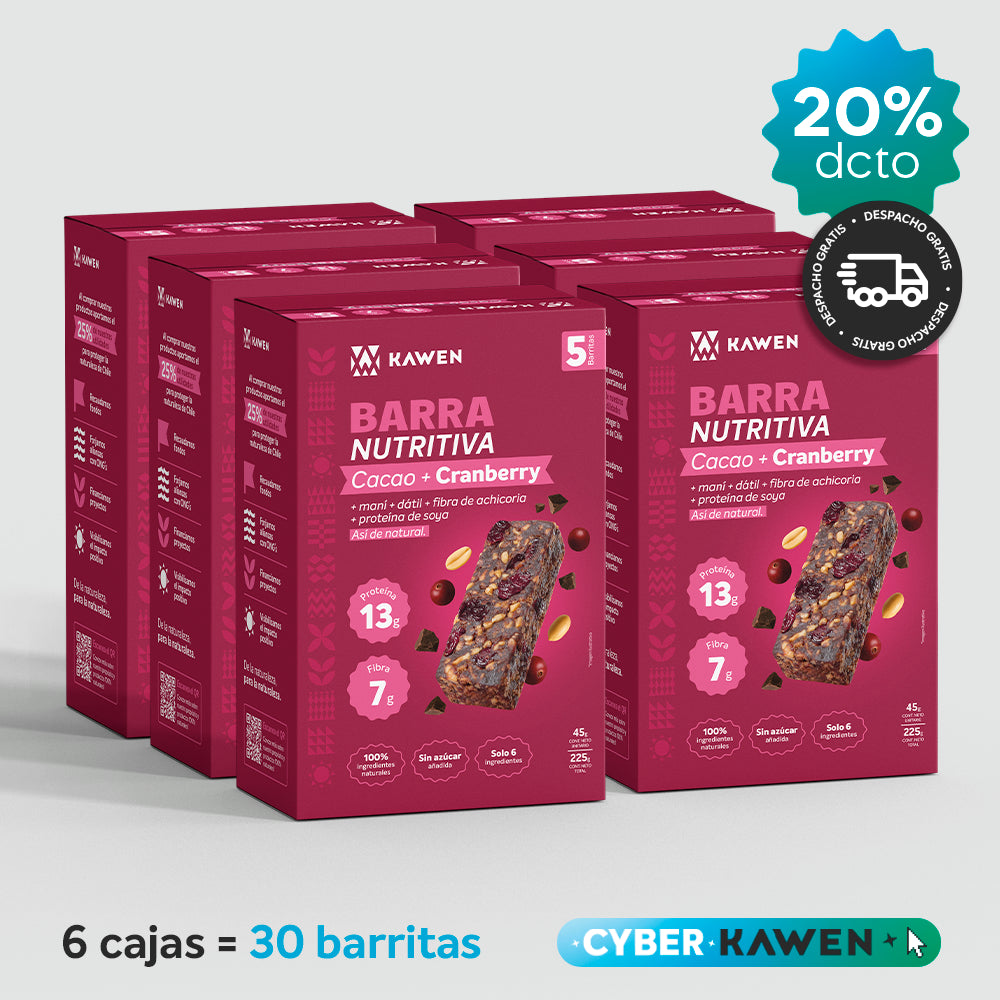 Cacao-Cranberry, Barra Nutritiva - 30 unidades