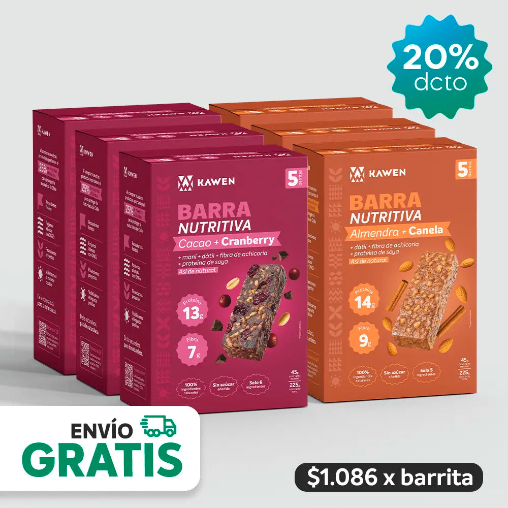 Cacao-Cranberry + Almendra-Canela, Barra Nutritiva - 30 unidades