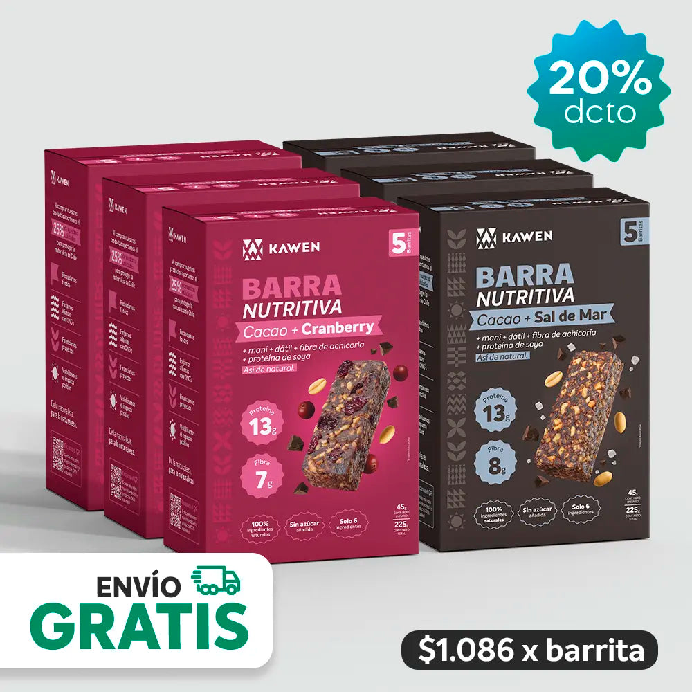 Cacao-Cranberry + Cacao-Sal de Mar, Barra Nutritiva - 30 unidades