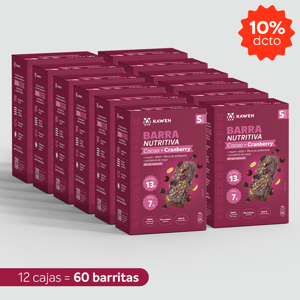 Barra Nutritiva Cacao + Cranberry, 60 unidades