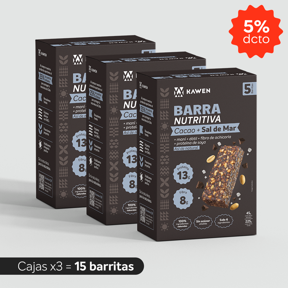 Barra Nutritiva Cacao + Sal de Mar, 15 unidades