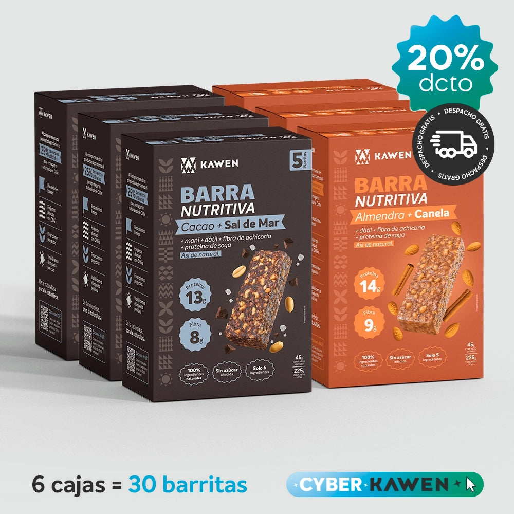 Cacao-Sal de Mar + Almendra-Canela, Barra Nutritiva - 30 unidades