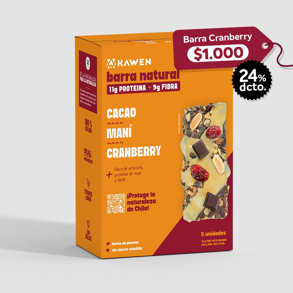 Barra Natural Cacao-Maní-Cranberry 5 unidades
